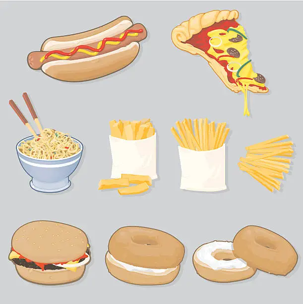 Vector illustration of Fast Food Selection