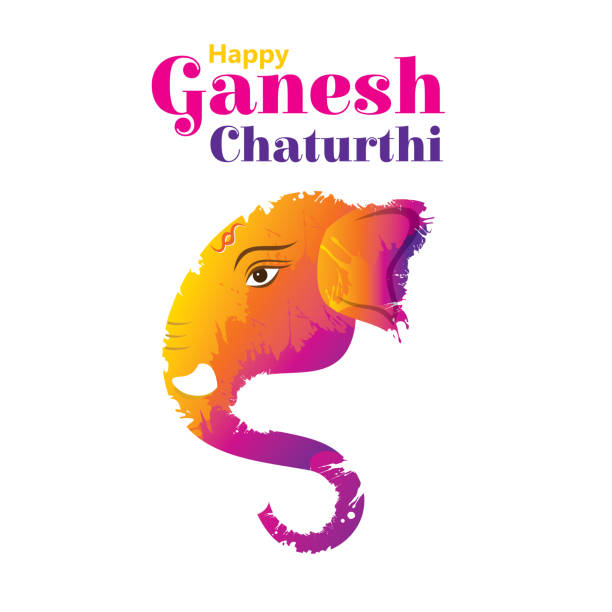 kreative ganesh chaturthi festival poster-design - sculpture art abstract white stock-grafiken, -clipart, -cartoons und -symbole