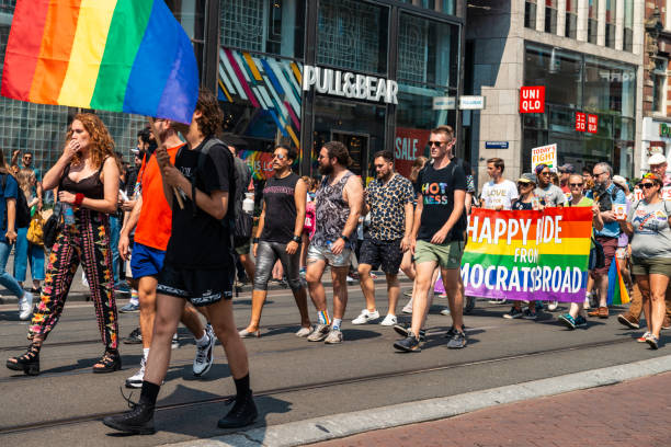 gay pride in amsterdam 2019 - city amsterdam urban scene gay parade stock-fotos und bilder