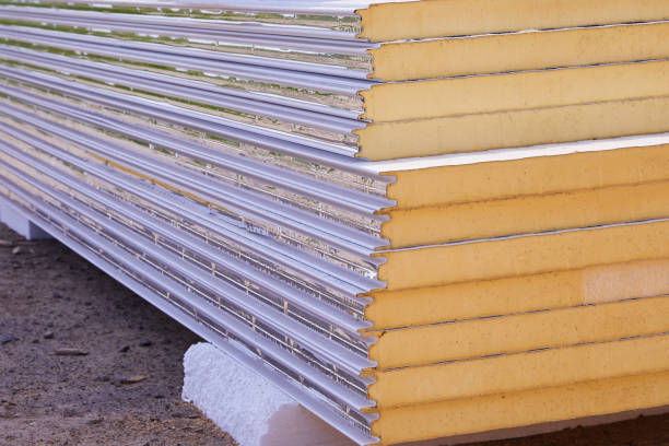 sandwich panel for wall Pack of Sustainable echo absorber sandwich panel for wall. Fiber material for wall building. sandwich panel photos stock pictures, royalty-free photos & images