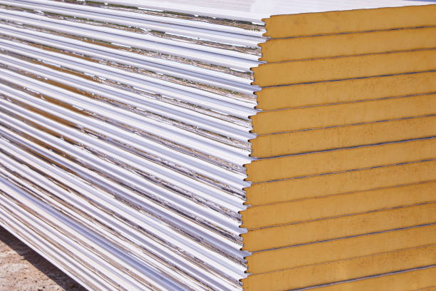 sandwich panel for wall Pack of Sustainable echo absorber sandwich panel for wall. Fiber material for wall building. sandwich panel photos stock pictures, royalty-free photos & images