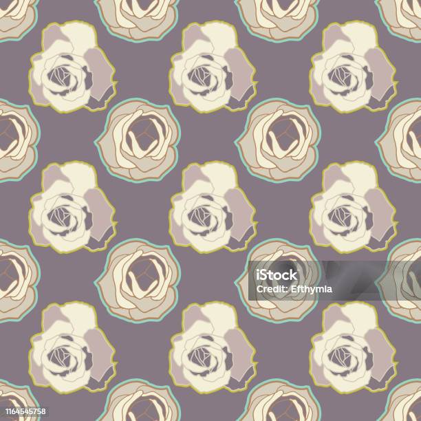 Vector Repeat Seamless Pattern With Roses Stock Illustration - Download ...