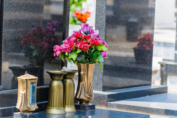 heart from flowers, decoration on grave