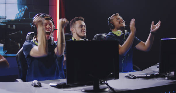 istock Gaming team winning match at tournament 1164554881