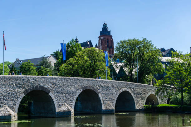 istock Limburg Panorma with Dom bridge and river 1164555929
