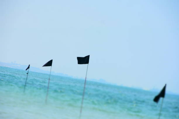 istock Black flag at sea 1164557235