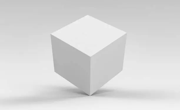 Photo of 3d cube box render on isolated background for product package design mockup and template