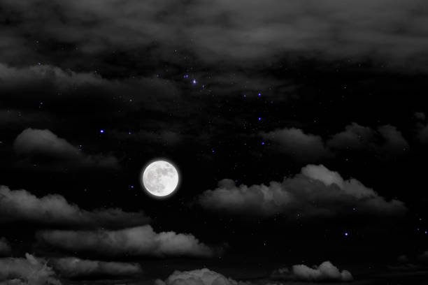 istock Full moon with starry and clouds background. Romantic night. 1164559688