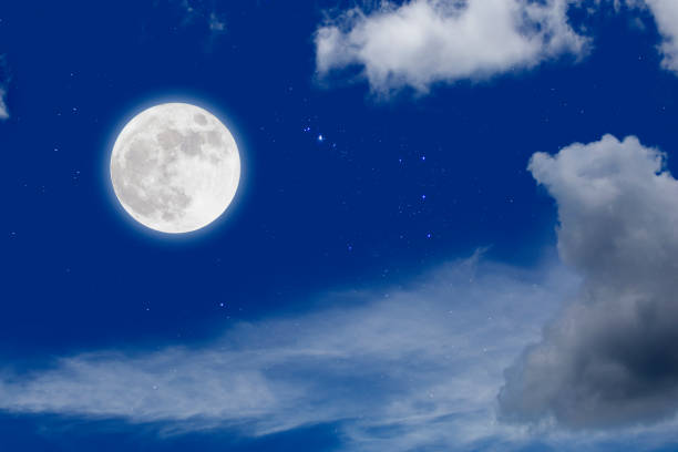 istock Full moon with starry and clouds background. Romantic night. 1164559690