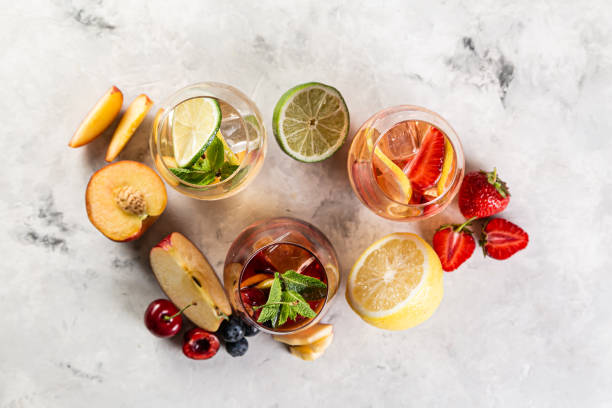 istock Selection of sangrias - red, pink, white and ingredients 1164566070