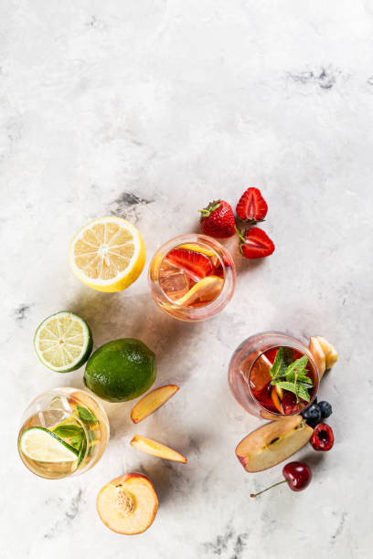 istock Selection of sangrias - red, pink, white and ingredients 1164566132
