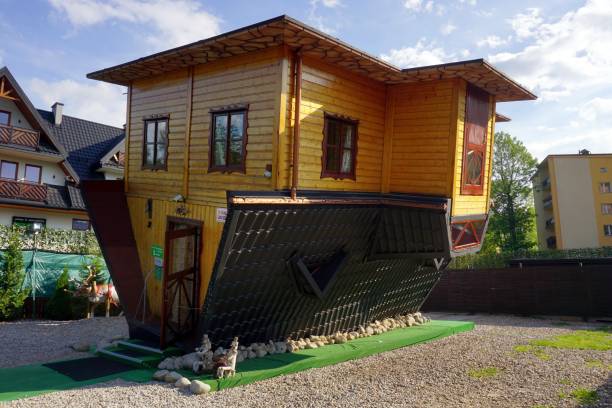 Upside down house, tourist attraction in Zakopane, Poland, May 2018