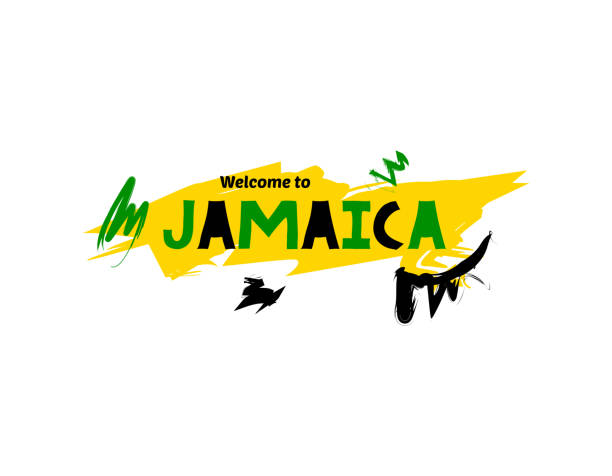 bildbanksillustrationer, clip art samt tecknat material och ikoner med välkommen till jamaica. namn lands mall design för gratulationskort, banner, affisch. - welcome to jamaica