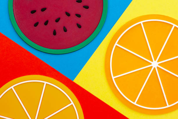 istock Creative colorful juicy summer fruit on a pink background. lie flat. Stands for hot drinks. 1164569595