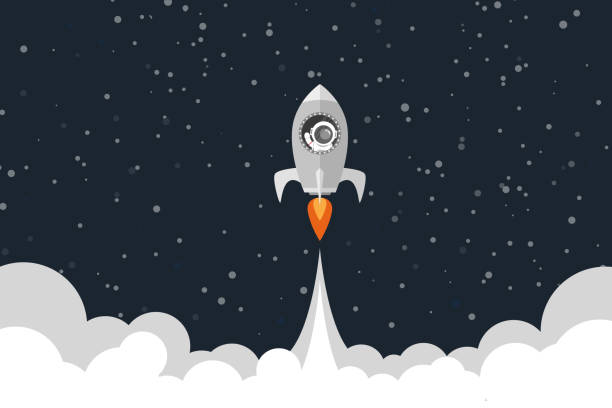 illustrations, cliparts, dessins animés et icônes de lancement d'une fusée spatiale avec des astronautes dans une fusée - tyle