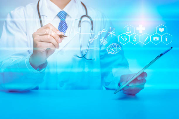 istock Close up of Doctor is showing medical analytics data, Medical technology concept 1164573809