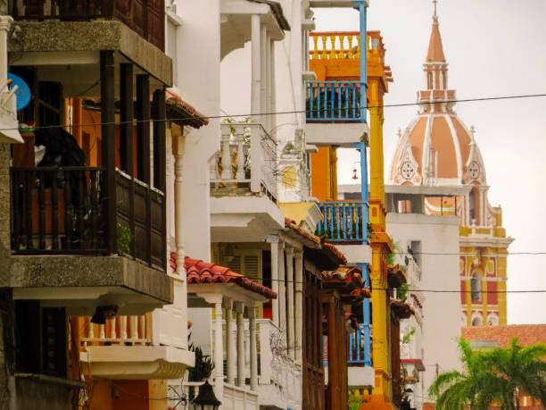 istock Colonial balconies with catholic cathedral in background 1164580178
