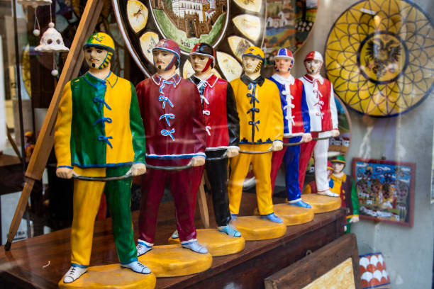 Palio ceramic figurines for sale in a gift shop in Siena, Italy stock photo