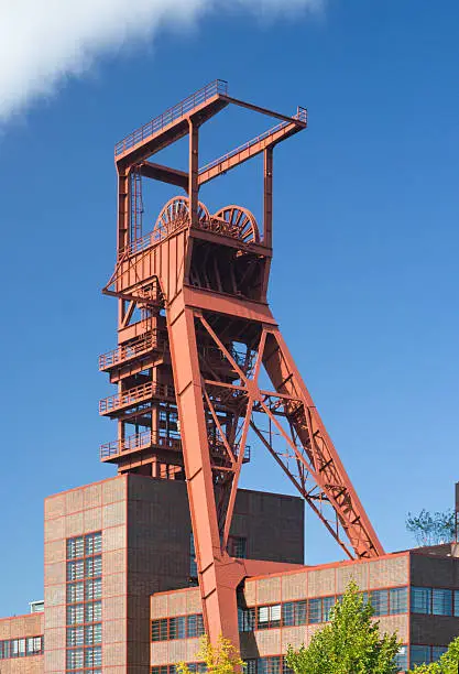 The tower of an old coal mine in Gelsenkirchen, Germany.