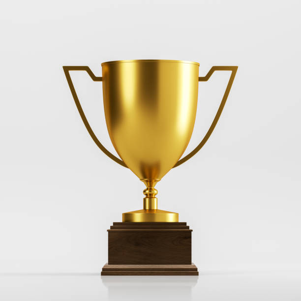 istock Golden champion trophy on white 1164596317