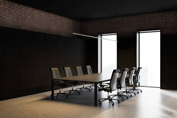 istock Black and brick conference room corner 1164596322