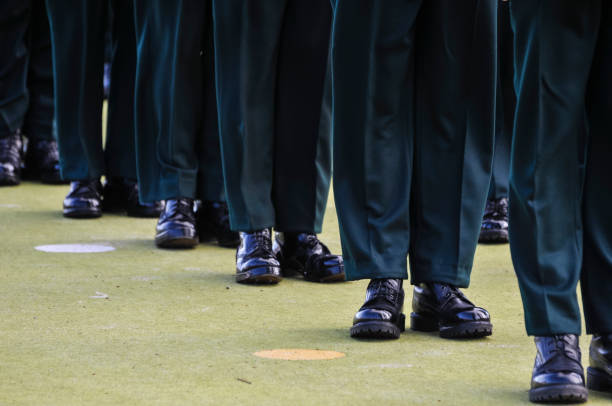 Soldier feet as they line up on parade