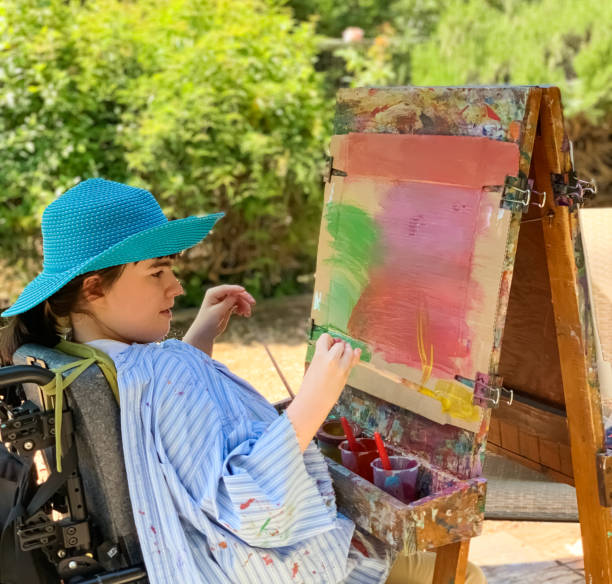 Developmentally disabled young woman in wheelchair