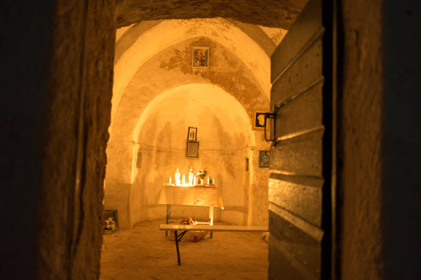 istock Small catholic church at night in Punta Plank Razanj Croatia. 1164606536
