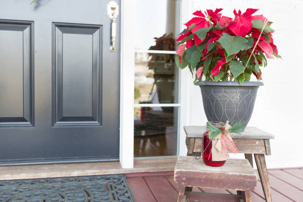 istock Christmas Decorations At Front Door of House 1164609420