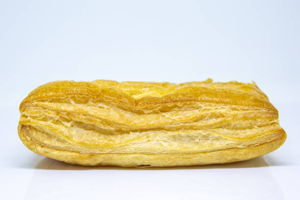 Close-Up Of Coconut pie On White Background