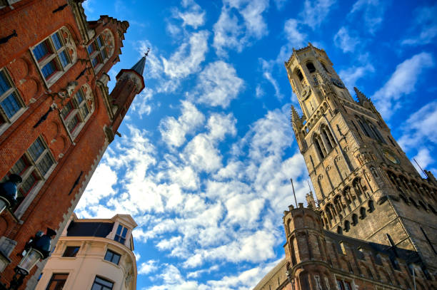 The Belfry of Bruges located in the Market Square of Bruges (Brugge), Belguim.