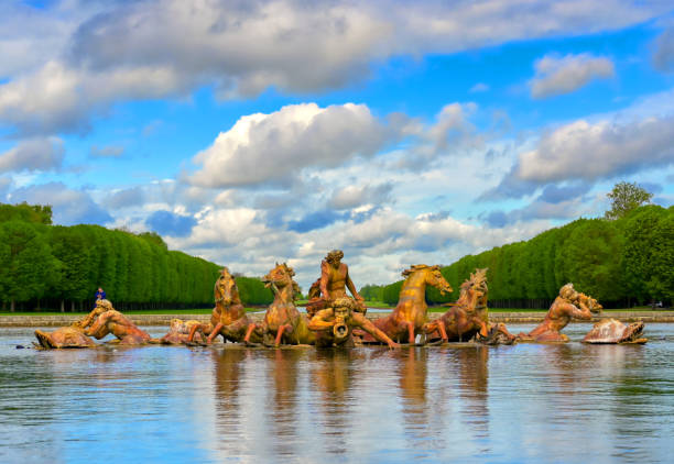 Fountain of Apollo in the garden of Versailles Palace stock photo