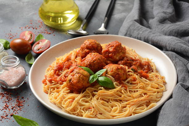 istock Pasta spaghetti with meatballs 1164635422