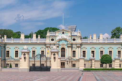 Kiev, Ukraine - July 20, 2019: Mariinsky Palace. Residence of the President of Ukraine extreme closeup