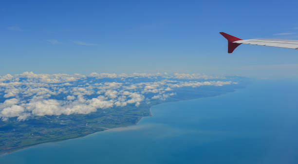 istock Aerial landscape, view from airplane window 1164641057