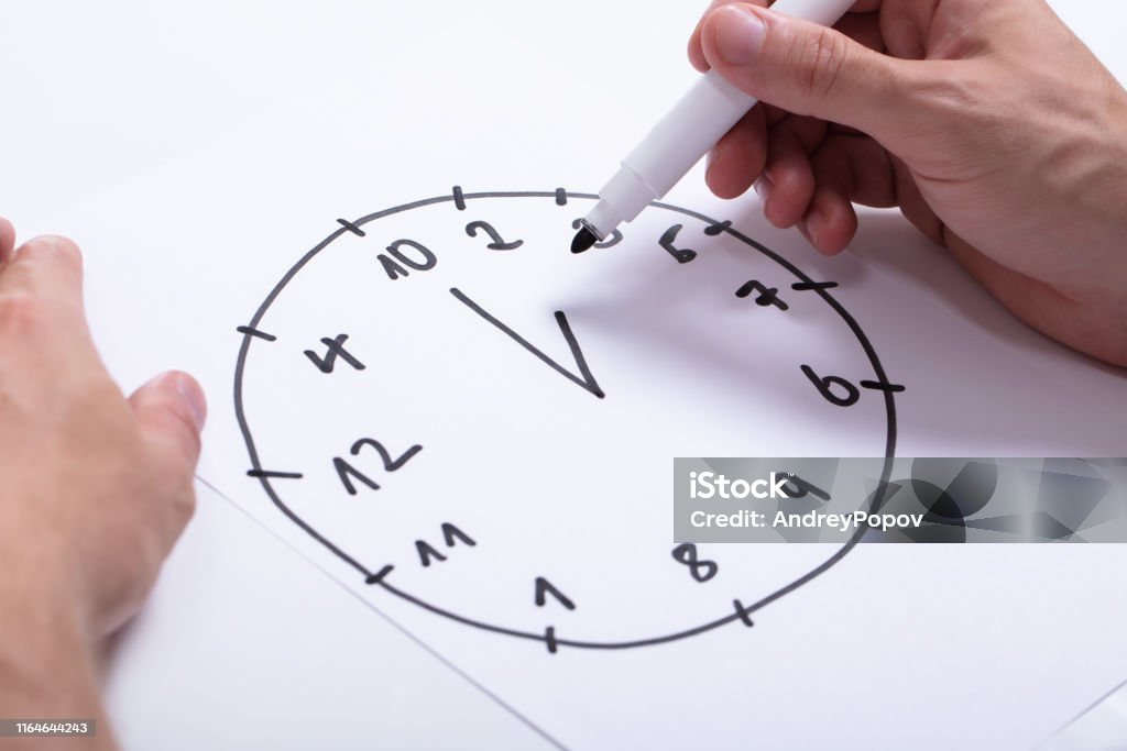Man Solving Neurological Test Cognitive Rehabilitation Therapy Dementia Cognitive Function Test Assessment Clock Stock Photo