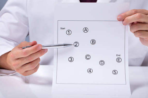 Doctor Holding Neurological Test Cognitive Rehabilitation Therapy Dementia Cognitive Function Test Assessment neuropsychology stock pictures, royalty-free photos & images
