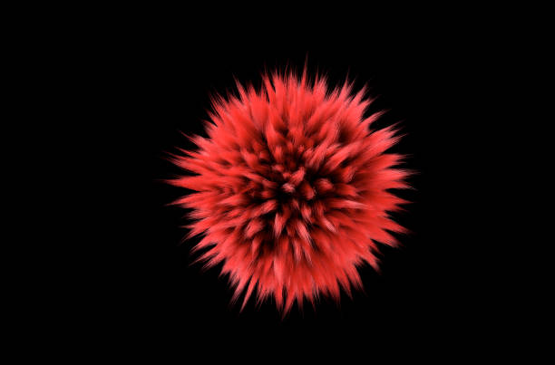 istock Fluffy red ball isolated on black 1164648700
