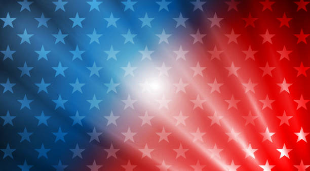 ilustraciones, imágenes clip art, dibujos animados e iconos de stock de estados unidos bandera colores, estrellas y rayos de fondo abstracto - backgrounds fourth of july star shape national holiday