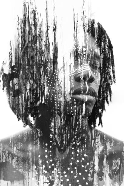 istock Paintography. Expressive African man combined with dramatic double exposure art techniques and hand drawn paintings 1164654772