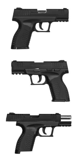 istock Modern black gun isolated on white background 1164659519