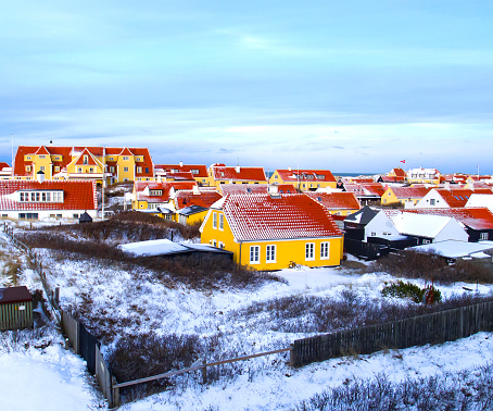 Looking towards Skagen houses and the North Sea in December.