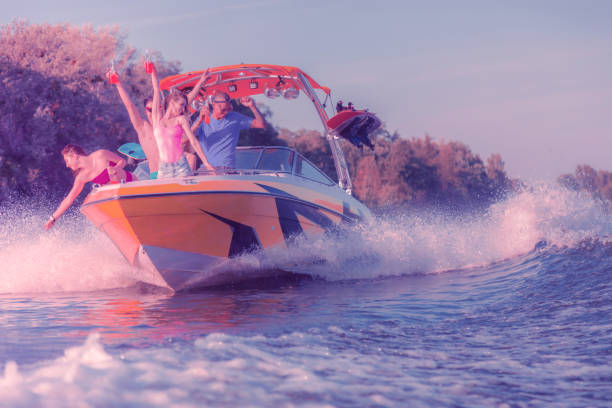 istock Young active people sailing in a holiday cruiser 1164665435