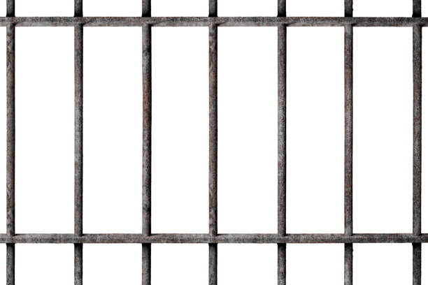 Cтоковое фото Старая тюрьма ржавые металлические прутья ячейки замок изолированы на белом фоне