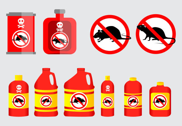 set of prohibited mouse in mouse poison concept. set of prohibited mouse in mouse poison concept. easy to modify rodent trap stock illustrations