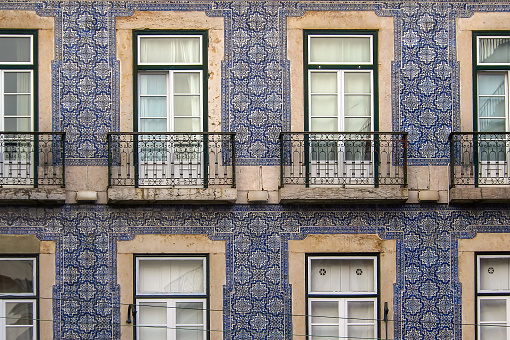 Lisbon narrow street and houses