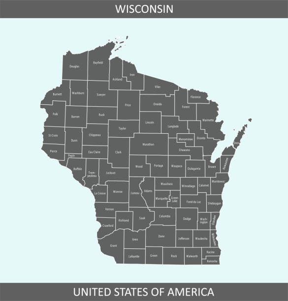 ilustraciones, imágenes clip art, dibujos animados e iconos de stock de mapa de condados de wisconsin - rusk county