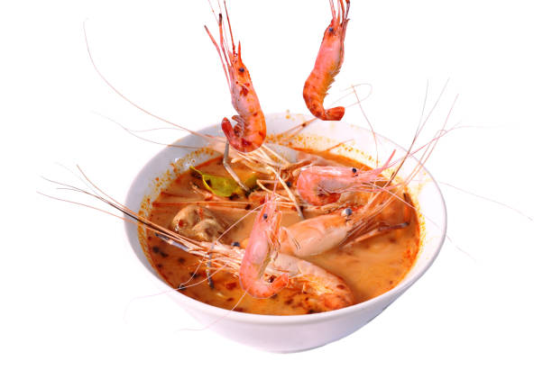 istock boiled shrimp falling in Thai spicy soup or tom yum kung 1164668610