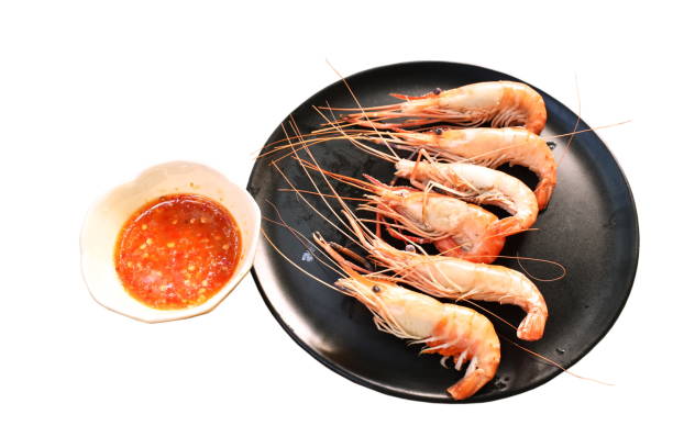 istock steamed shrimp with salt dipping spicy sauce 1164668623