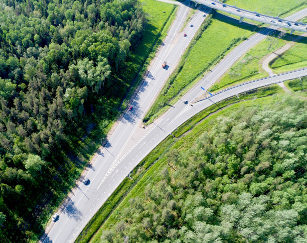 istock Aerial view of highway. Top view from above. 1164669492